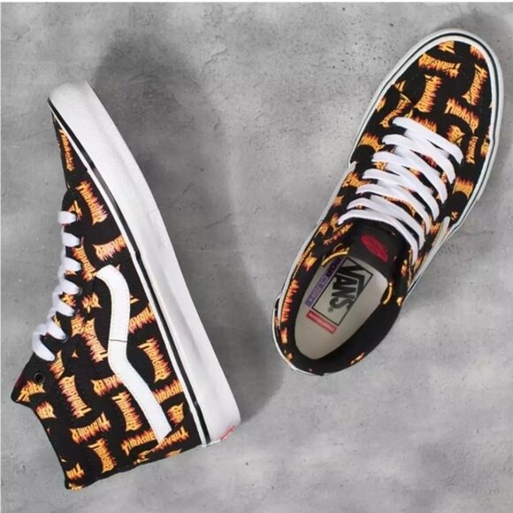 Vans Thrasher Sk8 Hi Flames Men Size 10 Black And White 022026 - Picture 2 of 10